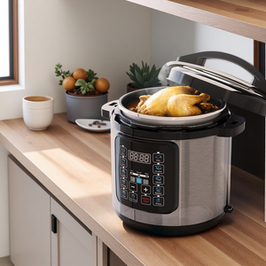 Cuisinière à riz électrique 4L avec fonction maintien au chaud et minuterie pour riz, soupe, poulet, côtes, viande, bouillie, haricots, pizza, gâteau - Product Image 1