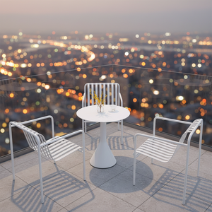 Nouvelle Arrivée Chaises Minimalistes d'Extérieur Canapé <span class=keywords><strong>de</strong></span> <span class=keywords><strong>Jardin</strong></span> Mobilier Métallique Léger Chaises Empilables pour Terrasse Zone Commerciale Patio - Product Image 5