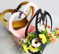 Swanzl — panier d'emballage floral pliable, en forme de cœur, écologique, avec poignée, pour rangement de fleurs, boîte de mariage