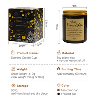 Bougies parfumées en cire de soja personnalisées Parfum naturel de luxe unique Marque privée Vente en gros avec bocal en verre Méditation d'intérieur