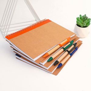 Cuaderno Espiral de Papel Kraft A5 con Logotipo Personalizado y Bolígrafo para Uso en Oficina, Regalos Promocionales - Product Image 4