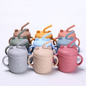 Vaso de Silicona con Pajita para Bebés, Antiderrames, con Tapa Antipolvo, Diseño de Orejas, para Aprender a Beber - Product Image 2