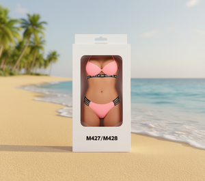 Conjunto de Bikini para Mujer M427 M428, Top Halter Cruzado, Braguita Cheeky, Spandex y Nailon, Color Sólido, Corte Regular, Traje de Baño - Product Image 2
