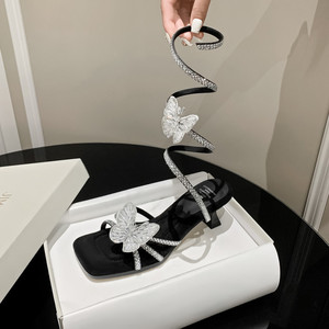 <span class=keywords><strong>Sandales</strong></span> à talons hauts papillon de 6 cm - Tendance mode féminine, bout ouvert, à enfiler, antidérapantes, semelle souple, été, extérieur - Product Image 6