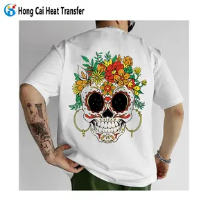 Hongcai produz camisetas masculinas de alta qualidade, camisetas grandes em branco para ruas, camisetas OEM com logotipo impresso