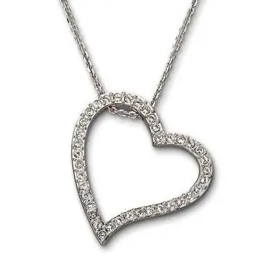 Luxury Women Big Love Heart Pendant Necklace 3CM x 3CM Swa Crystal Clear Love Heart Pendant Necklace