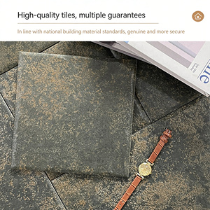 Carreaux de sol en céramique de pierre <span class=keywords><strong>calcaire</strong></span> style vintage, effet vieilli, <span class=keywords><strong>noir</strong></span> antique, pour boutique, gîte, cour et balcon, épaisseur 8,5 mm, style rétro - Product Image 5