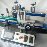 Machine d'étiquetage automatique de bouteilles rondes de table avec convoyeur, étiquette en papier manuelle, bon prix