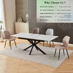 Table à manger OKAY Villa, pieds en métal, extensible, décoration personnalisée, table à manger moderne en pierre frittée - Product Image 1