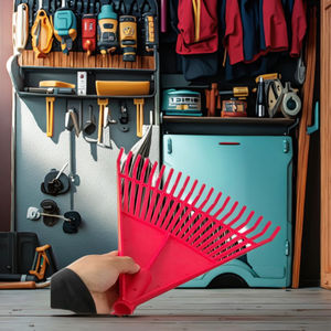 Râteau de jardin en plastique <span class=keywords><strong>20</strong></span> <span class=keywords><strong>dents</strong></span>, manche en acier rouge, marque HMJ, logo personnalisé, bonne qualité, râteau à feuilles pour pelouse et jardin - Product Image 5