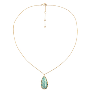 Amazonite Poire Forme Argent Sterling Plaqué Or Collier Fait Main Femme Bijoux Ajustable Pour Août Septembre Mois de Naissance - Product Image 1