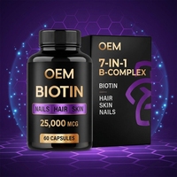 Capsules de soins capillaires, des ongles et de la peau pour adultes, marque privée OEM, biotine, collagène, kératine, 7-en-1, complexe B, vitamine, complément alimentaire végétalien