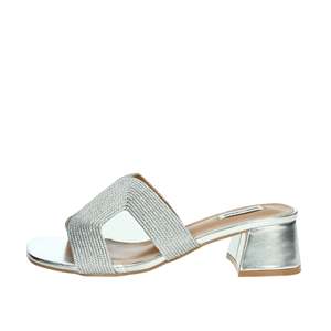 Sandalias de Tacón para Mujer Mariella Burani, Plateadas Metálicas, Tacón Cuadrado, Estilo Slip-On - Product Image 1