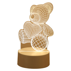 Lámpara de noche LED 3D con forma de oso, control táctil, luz blanca cálida, lámpara de mesa redonda para dormitorio, regalo para niños - Product Image 5