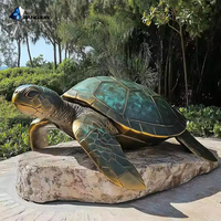 Ocean Series-Sculpture de tortue de mer en bronze réaliste avec coquille texturée pour stations balnéaires (installation artistique résistante aux intempéries)