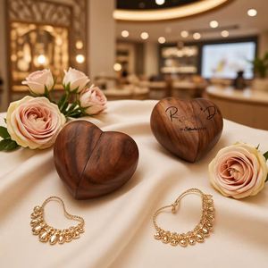 Supplier Personalized Wooden Heart <b>Box</b>, Engraved Names & Date Wedding Ring Holder, Customized <b>Keepsake</b> Gifts for Couples - Product Image 1