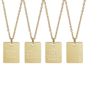 Collar con colgante de letras cuadradas de acero inoxidable y oro de alta calidad, joyería de frases inspiradoras, el mejor regalo para mujer