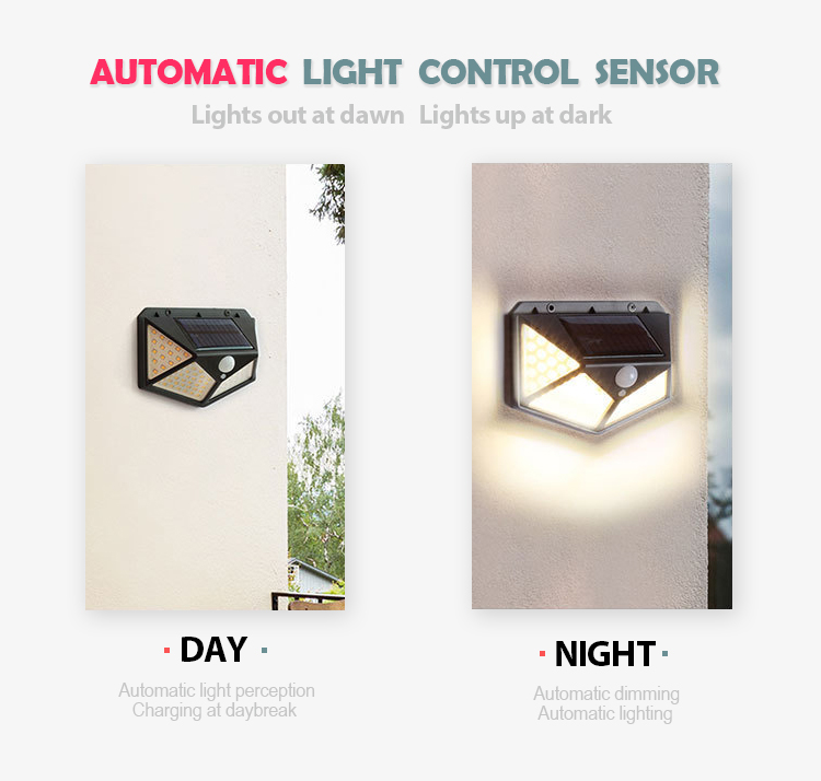 LED Solar Lights Outdoor Motion Sensor Cordless Waterproof Wall Lamp Solar PoweredFence Patio Front Door Garden Light