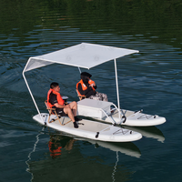 Bateau gonflable avec auvent Motomarine gonflable à moteur électrique avec ombrage Bateau gonflable à auvent amusant pour les loisirs marins