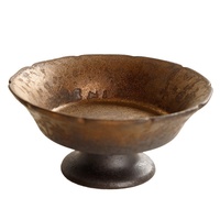 Plateau à thé et à collations en céramique rustique de style chinois, plat de service surélevé en porcelaine de style japonais, assiette à pâtisserie, assiette à fruits