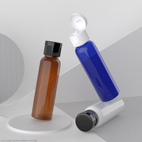 Bouteille ronde en PET de 60 ml avec bouchon à clapet, impression de logo personnalisée, pour l'emballage de cosmétiques et d'hydrolats