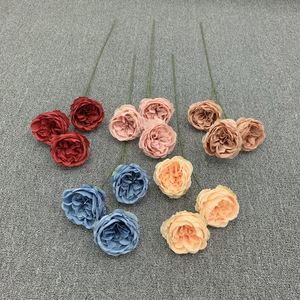 Roses artificielles Austin, fleurs en soie à 3 têtes, 65 cm, décorations pour mariage et maison - Product Image 2