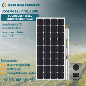 GRANDFAR 2HP High 1500W Irrigation Stainless Steel Solar Powe Wire Motor Deep Well <b>Submersible</b> <b>Pump</b> 3SSD6/125-110/1500 - Product Image 1