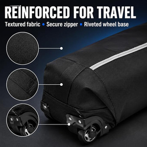 Extra Long <b>Ski</b> Bag Rolling Foldable Compact Riveted Wheel Base Reflective Stripe Padded Shoulder Strap Snowboard Travel Case - Product Image 3