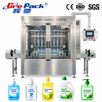 Machine de remplissage automatique linéaire anti-mousse Grepack, ligne d'embouteillage de détergent, shampoing et savon à piston servo
