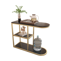 Table d'appoint de canapé moderne en acier inoxydable et marbre doré, nouveau Design, étagère à trois couches pour la Table centrale du canapé du salon