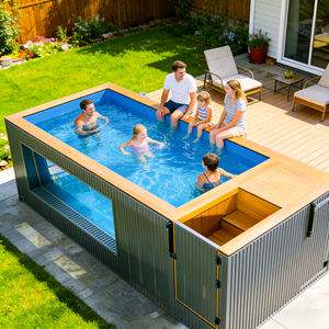 Piscina rectangular inteligente de fibra de vidrio de 20 pies para exteriores, de instalación rápida, tipo contenedor, al por mayor - Product Image 1