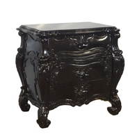 Produit de vente chaud d'ensemble de lit Rococo de reproduction antique en bois massif peint en noir pour meubles de chambre à coucher de style européen