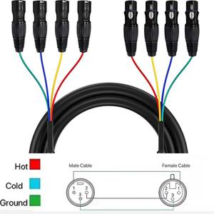 <span class=keywords><strong>Cable</strong></span> de Señal de Audio XLR de 4 Canales y 3 Pines, 1M OFC, 4 Machos a 4 Hembras, Cubierta de PVC, Doble Blindaje para Micrófono, Transmisión y Grabación - Product Image 3