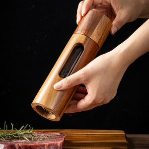 Molinillo de Especias Ecológico de Madera de Acacia, Molinillo de Pimienta de Madera para Acampar al Aire Libre, Barbacoa, Caja para Sal Rosa Frescamente Molido, Comercio Exterior - Product Image 1