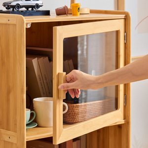 Bookshelf With Doors 3 Compartments Storage <b>Cabinet</b> For <b>Living</b> <b>Room</b> Bedroom Floor Standing - Product Image 4