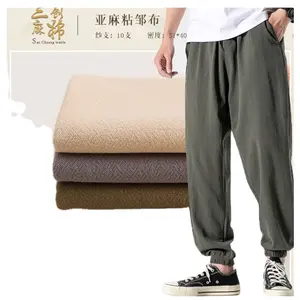 Sanchuang linen cotton 10s 51*40 linen viscose crepe for summer and spring garments