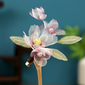 Nouvelle Collection 2024 : Pince à Cheveux en Soie Brodé Style Féerique Ancien pour Filles, Accessoire Cheveux Fleur, Coiffe Hanfu - Product Image 3