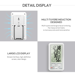 DC-803 kỹ thuật số Nhiệt ẩm kế trong nhà ngoài trời nhiệt độ độ ẩm màn hình với đồng hồ báo thức & Max/Min Bộ nhớ-Nhà Thông Minh - Product Image 3