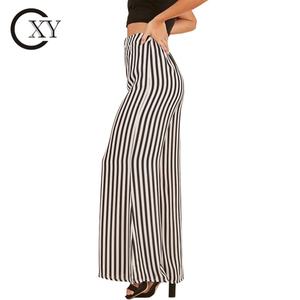 Pantalones de pierna ancha de rayas negras para mujer al por mayor - Product Image 2