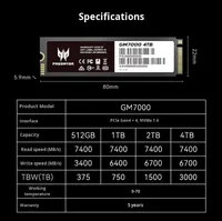 SSD GM7 GM7000 PCIe4.0 1TB 2TB 4T NVMe Internal Kecepatan Baca 7200MB/s Baru M.2 Solid State Drive
