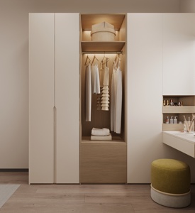 Sofeyia Armoire Penderie Moderne en L avec Coiffeuse, Meuble Chambre à Coucher Guangzhou, Mobilier de Maison en Bois - Product Image 1
