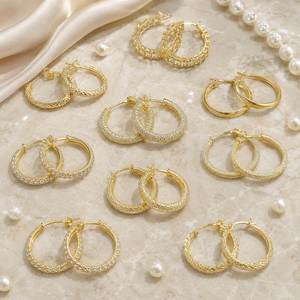 Jewelry Fashion Elegant Simple 14k Gold <b>Earring</b> Womens Luxury Crystal CZ Hoop <b>Earring</b> - Product Image 1