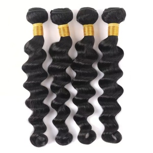 Extensions de cheveux naturels <span class=keywords><strong>vierges</strong></span> doublement étirés avec closure, bouclés profonds, ondulations lâches, closure en dentelle, trame double cousue à la machine, cheveux bruts - Product Image 1