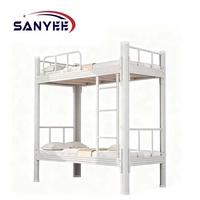 Fabricant en gros de cadres de lit en métal modernes, durables, à deux niveaux, à bas prix pour adultes, pour chambre à coucher, appartement, hôtel, école, hôpital
