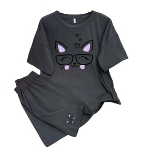 2026 Comfortable Breathable Cartoon Cute Loose Pullover <strong>Short</strong> <strong>t</strong> <strong>Shirts</strong> Casual <strong>Shorts</strong> <strong>Women</strong> Funny 2 Pieces <strong>Sets</strong> Suit Wholesale - Product Image 1