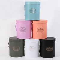 Coffret de 3 boîtes cylindriques portables en papier pour fleurs, emballage de luxe pour bouquets de roses, boîte cadeau vide