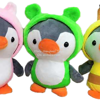 Peluche pingouin colorée de 7 pouces, bon marché, pour machine à grue de stand de jeu