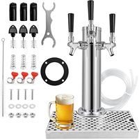 Tour de distribution de bière à 3 robinets pour Kegerator avec bac de récupération des brassins en acier inoxydable, pièces de Kegerator et bac de récupération des brassins pour brassage maison