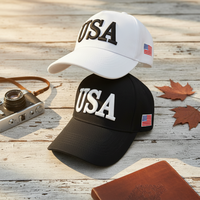 Gorra de béisbol unisex con bandera estadounidense bordada en 3D, de 6 paneles, ajustable, para exteriores, estilo camionero, deportiva, de verano, con letras, de terciopelo.