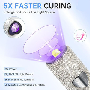 Lampe à ongles UV LED portable avec strass, appareil de séchage de vernis gel, rechargeable sans fil pour la maison et le salon - Product Image 3